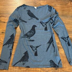 Smoking Lily EEUC medium blue Nanette top birds